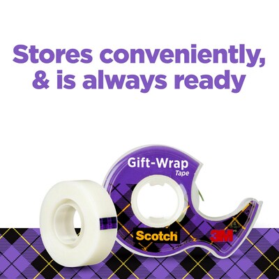 Scotch Gift-Wrap Transparent Tape with Dispenser, 0.75" x 18 yds, 1" Core, 6 Dispensers/Pack (615-SIOC)