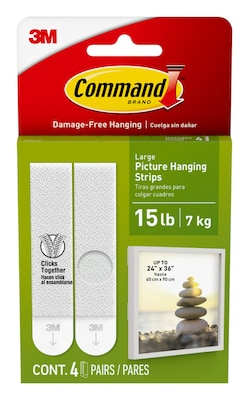 Command Large Hanging Strips, 15 lb., White, 4 Pairs/Pack (17206-ES)