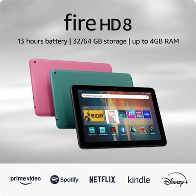 Amazon Fire HD, 12th Generation,  8 Tablet, WiFi, 32GB, Fire OS, Black (53-035893)