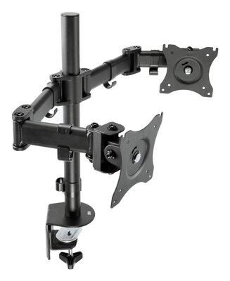 3M Dual Monitor Mount, Swivel, Tilt, Rotate, Two Monitors Up to 28.5 & 20 Lbs. Each, Clamp or Grommet, No Tools, Black (MM200B)