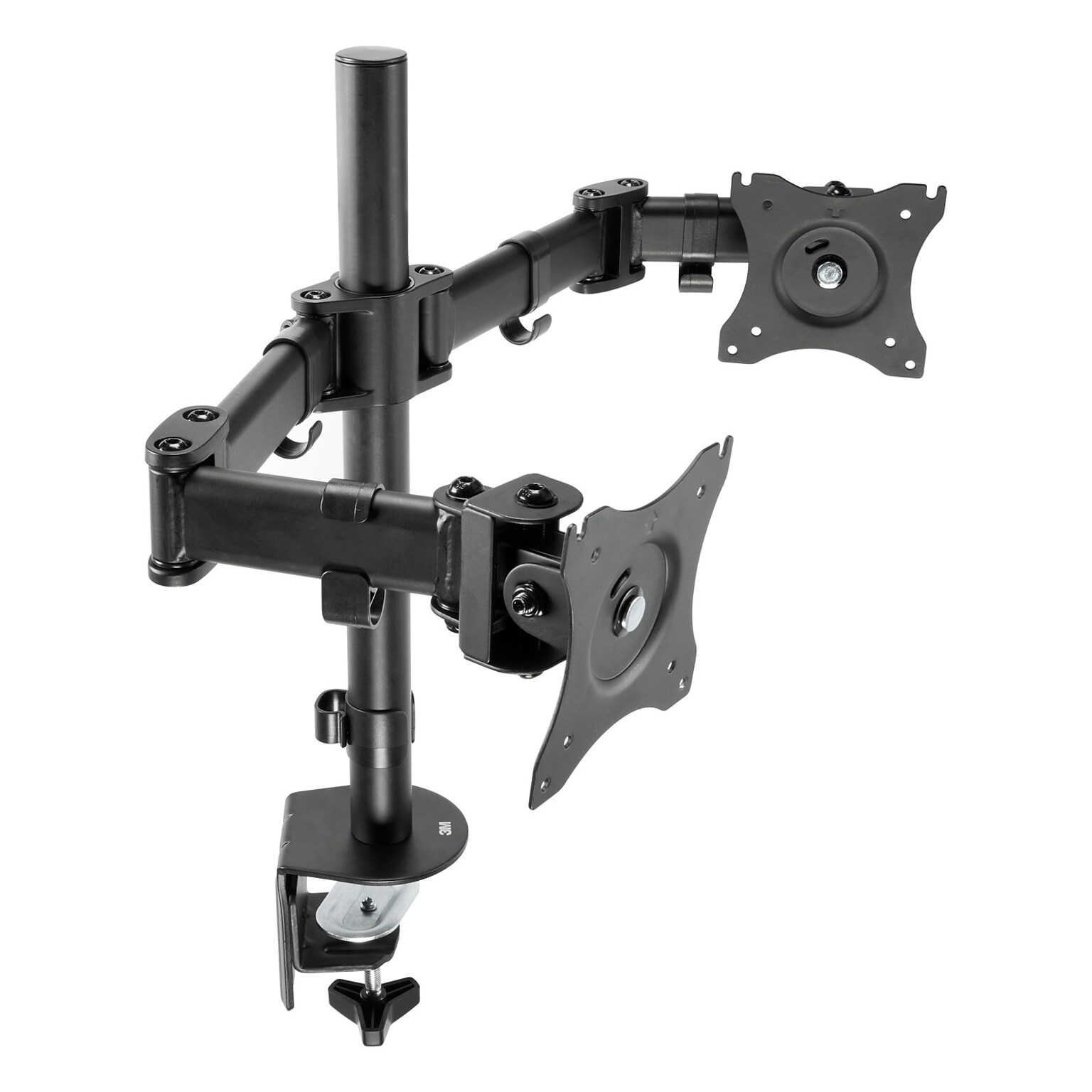 3M Dual Monitor Mount, Swivel, Tilt, Rotate, Two Monitors Up to 28.5 & 20 Lbs. Each, Clamp or Grommet, No Tools, Black (MM200B)