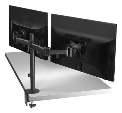 3M Dual Monitor Mount, Swivel, Tilt, Rotate, Two Monitors Up to 28.5" & 20 Lbs. Each, Clamp or Grommet, No Tools, Black (MM200B)