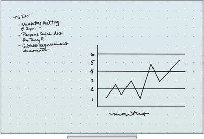 U Brands Floating Glass Ghost Grid Dry Erase Board, Frameless, 47 x 35, White Frosted Surface (279