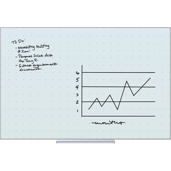 U Brands Floating Glass Ghost Grid Dry Erase Board, Frameless, 47 x 35, White Frosted Surface (2799U00-01)