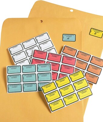 Tabbies Defendant's Exhibit Pre-Printed Labels, 1" x 1-5/8", Blue, 252 Labels/Pack (58093)