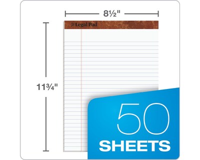 TOPS The Legal Pad Notepad, 8.5 x 11.75, Wide Ruled, White, 50 Sheets/Pad, 1 Pad/Pack (TOP 7533)