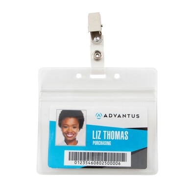 Advantus ID Badge Holders, Frosted Clear, 50/Pack (AVT75523)