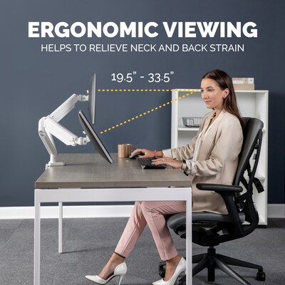 Fellowes Platinum Series Adjustable Dual Arms, Up to 32" Monitor, White (8056301)