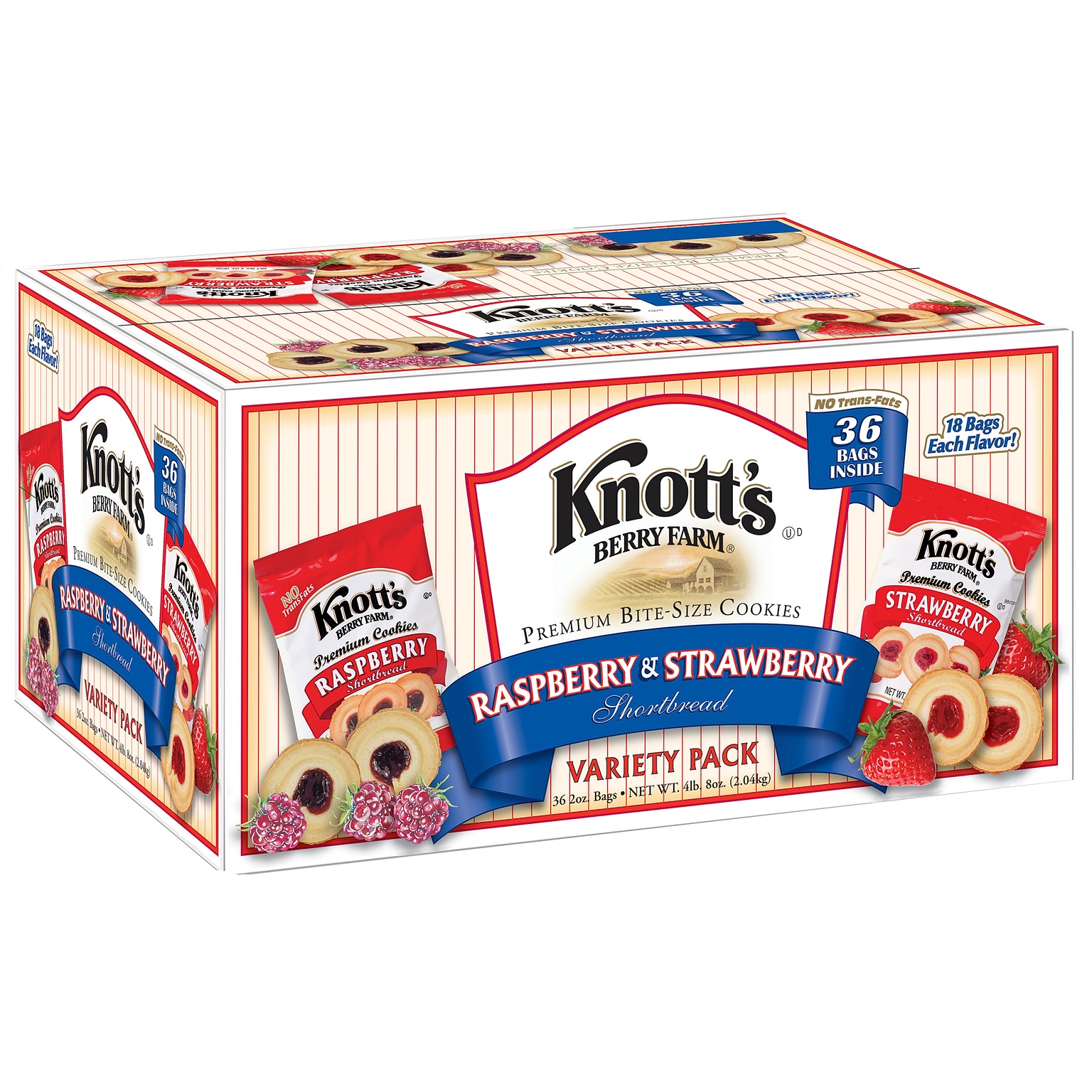 Knotts Berry Farm Rasberry and Strawberry Cookies Variety Pack, 2 oz., 36/Carton (BIS59638)