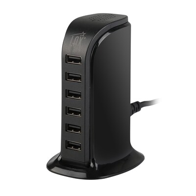 LAX 6-USB Port Desktop Charging Station for Smartphones - Black (LAXTWR6USB-B)