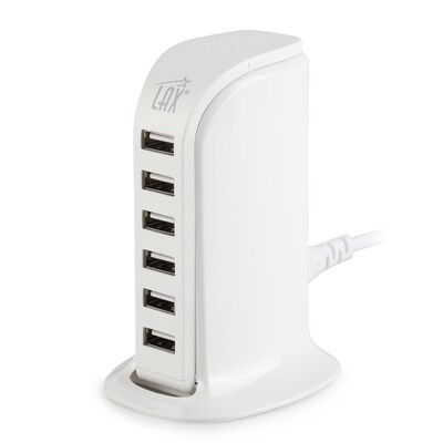 LAX 6-USB Port Desktop Charging Station for Smartphones - White (LAXTWR6USB-W)