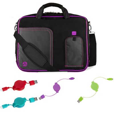 Vangoddy Office Busines Travel 14 Nylon Water Resistant Laptop Bag, Black/Purple (PT_000001247)