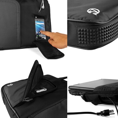 Vangoddy Office Business Travel Laptop Case up to 14 inch laptop + 4x MicroUSB Charging Cables, Blac