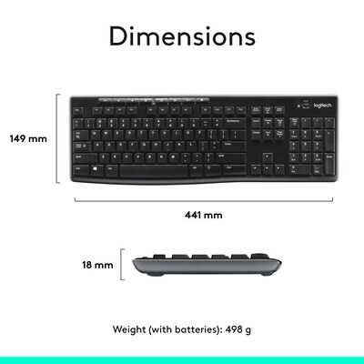 Logitech Combo MK270 Wireless Keyboard & Mouse, Black (920-004536)