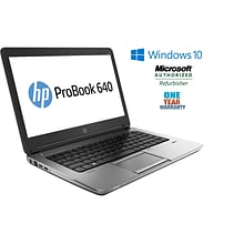 HP ProBook 640 G1 14 Refurbished Laptop, Intel i5 2.6 GHz Processor, 8GB Memory, 120GB SSD, Windows