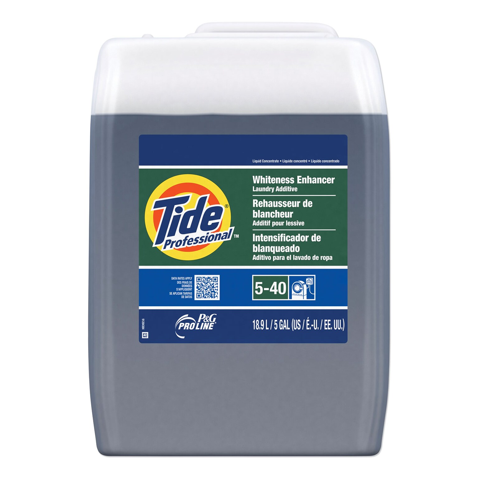 Tide Professional Whiteness Enhancer Liquid Laundry Detergent, Unscented, 427 Loads, 5 Gallon (70676)