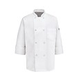 Chef Designs® Long Sleeve Eight Pearl-Button Chef Coat w/Thermometer Pocket, White, Small