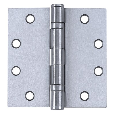 Tell 4.5 x 4.5 Inch Ball Bearing Door Hinges, Satin Chrome Finish 26D, 3 Pack (HG100004)