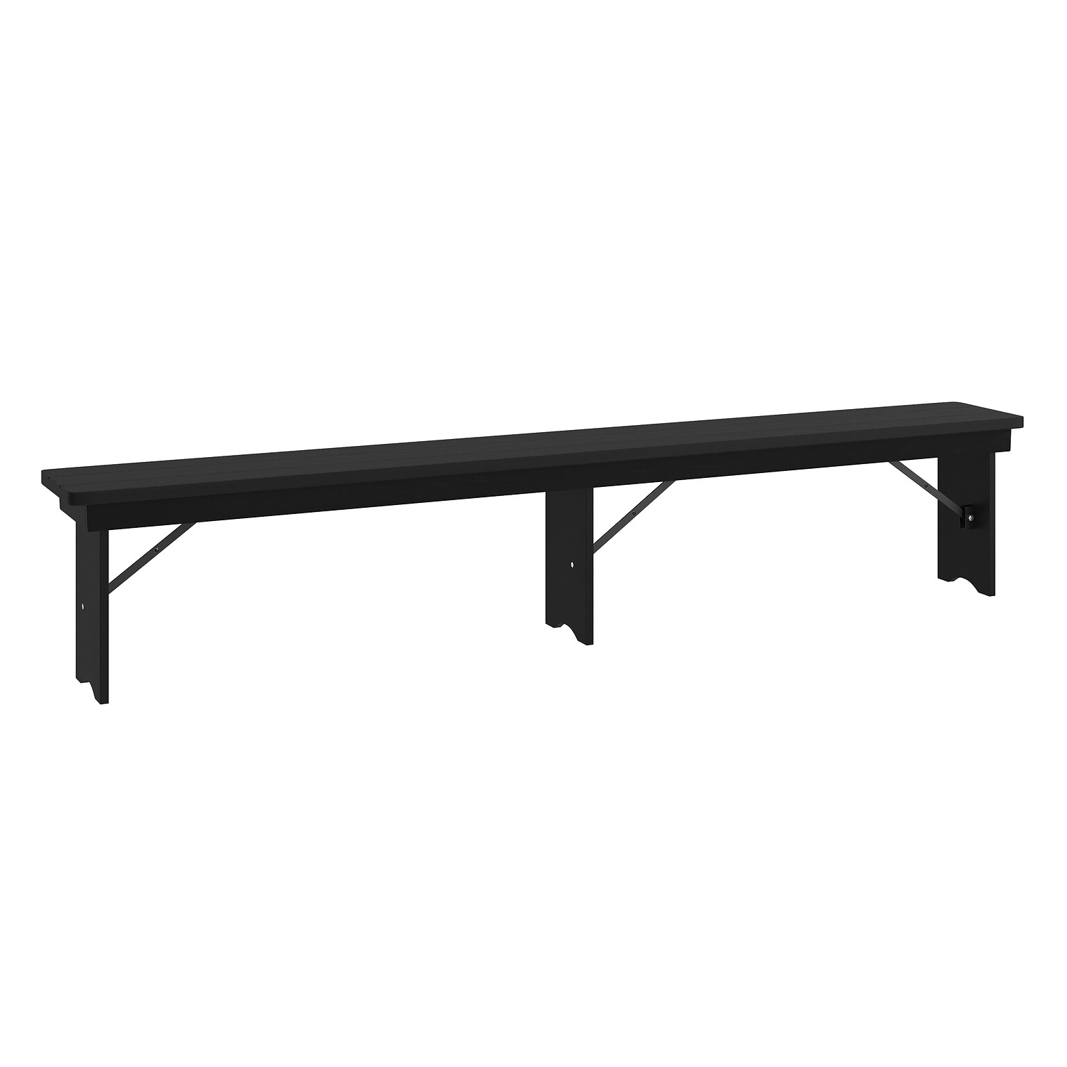 Flash Furniture HERCULES Solid Pine 4-Seat Farmhouse Folding Bench, Black Wash (XAB96X12LBW)