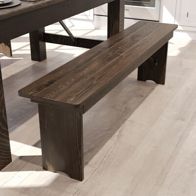 Flash Furniture HERCULES Solid Pine 3-Seat Farmhouse Folding Bench, Antique Rustic Brown (XAB60X12)