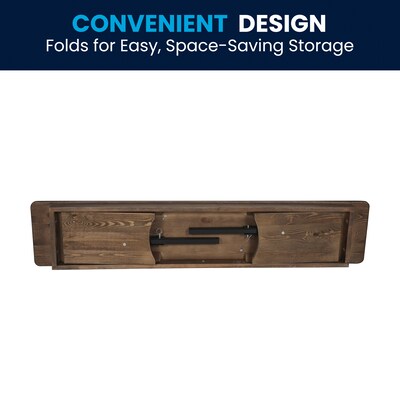 Flash Furniture HERCULES Solid Pine 3-Seat Farmhouse Folding Bench, Antique Rustic Brown (XAB60X12)