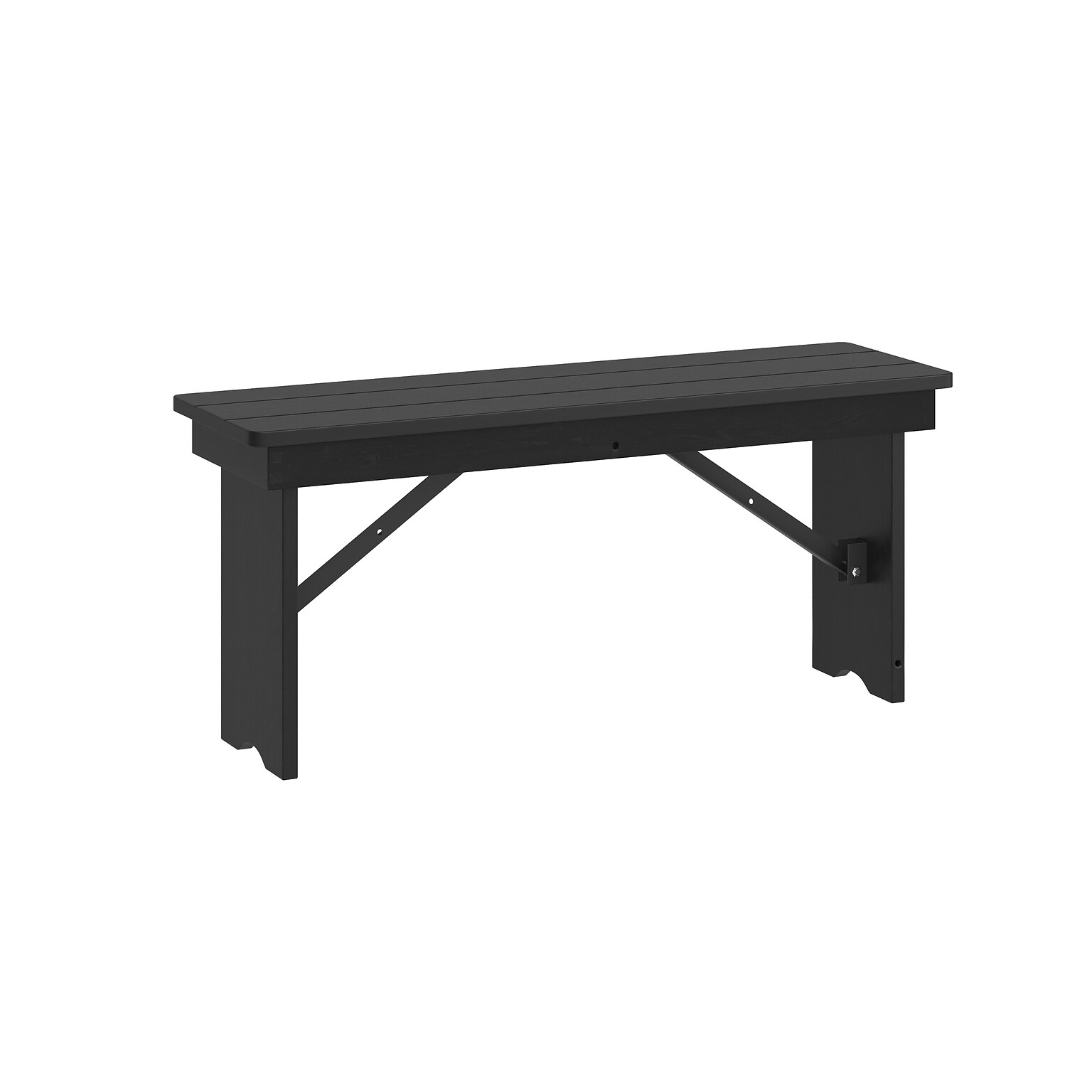 Flash Furniture HERCULES Solid Pine 2-Seat Farmhouse Folding Bench, Black Wash (XAB40X12BW)