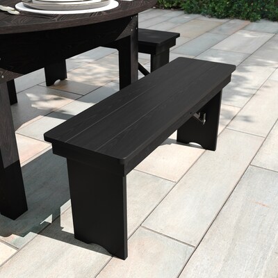 Flash Furniture HERCULES Solid Pine 2-Seat Farmhouse Folding Bench, Black Wash (XAB40X12BW)