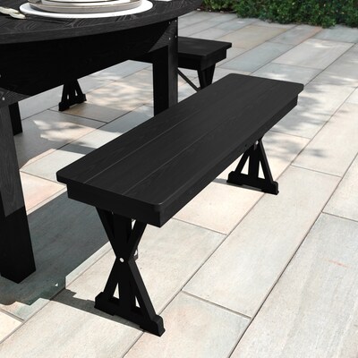 Flash Furniture HERCULES Solid Pine 2-Seat Farmhouse Folding Bench, Black Wash (XAB40X12XLEGBW)