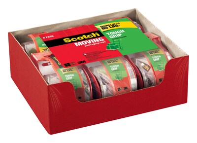 Scotch Tough Grip Packing Tape with Dispenser, 1.88 x 22.2 yds., Clear, 6/Pack (MMM1506)