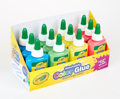 Crayola Non-toxic Washable Removable School Glue, 4 oz., Assorted, 12/Pack (69-9100)