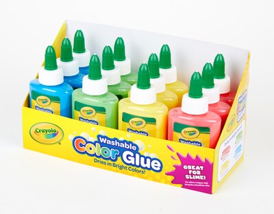 Crayola Non-toxic Washable Removable School Glue, 4 oz., Assorted, 12/Pack (69-9100)