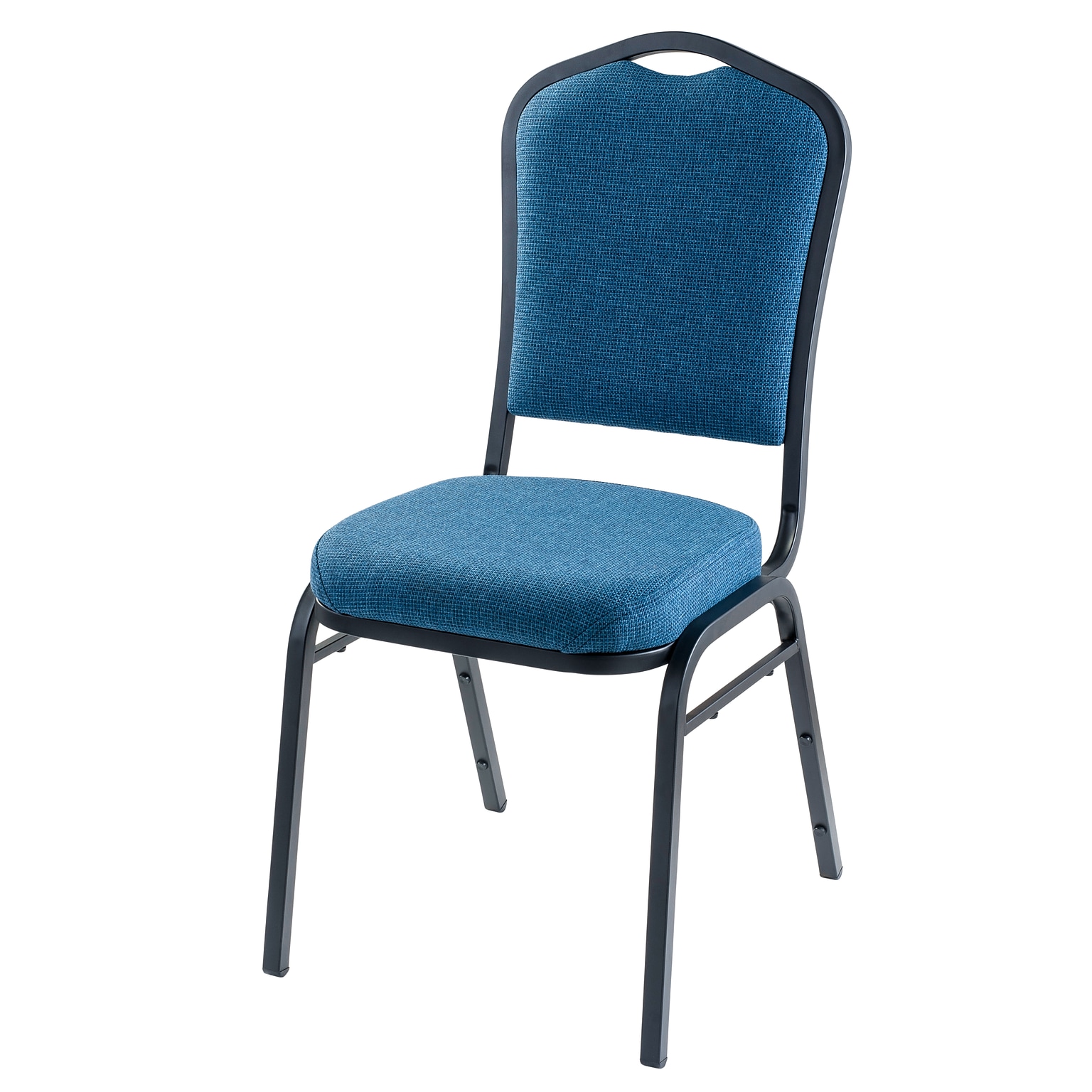 NPS 9300 Series Deluxe Fabric Upholstered Stack Chair, Natural Blue/Black Sandtex, 4 Pack (9374-BT/4)