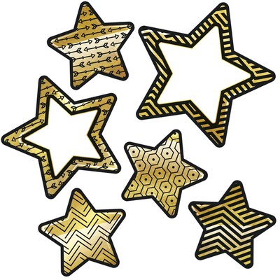 Sparkle and Shine Black and Gold Stars Cut-Outs, 39/Pack (120241)