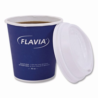Flavia Sip Through Paper Lid, 10 oz. Cup, White, 100/Sleeve, 10 Sleeves/Carton (25200019)