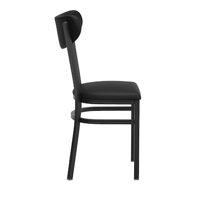 Flash Furniture Wright Transitional Vinyl and Steel Commercial Dining Chair, Black (XUDG6V5BKVBK)