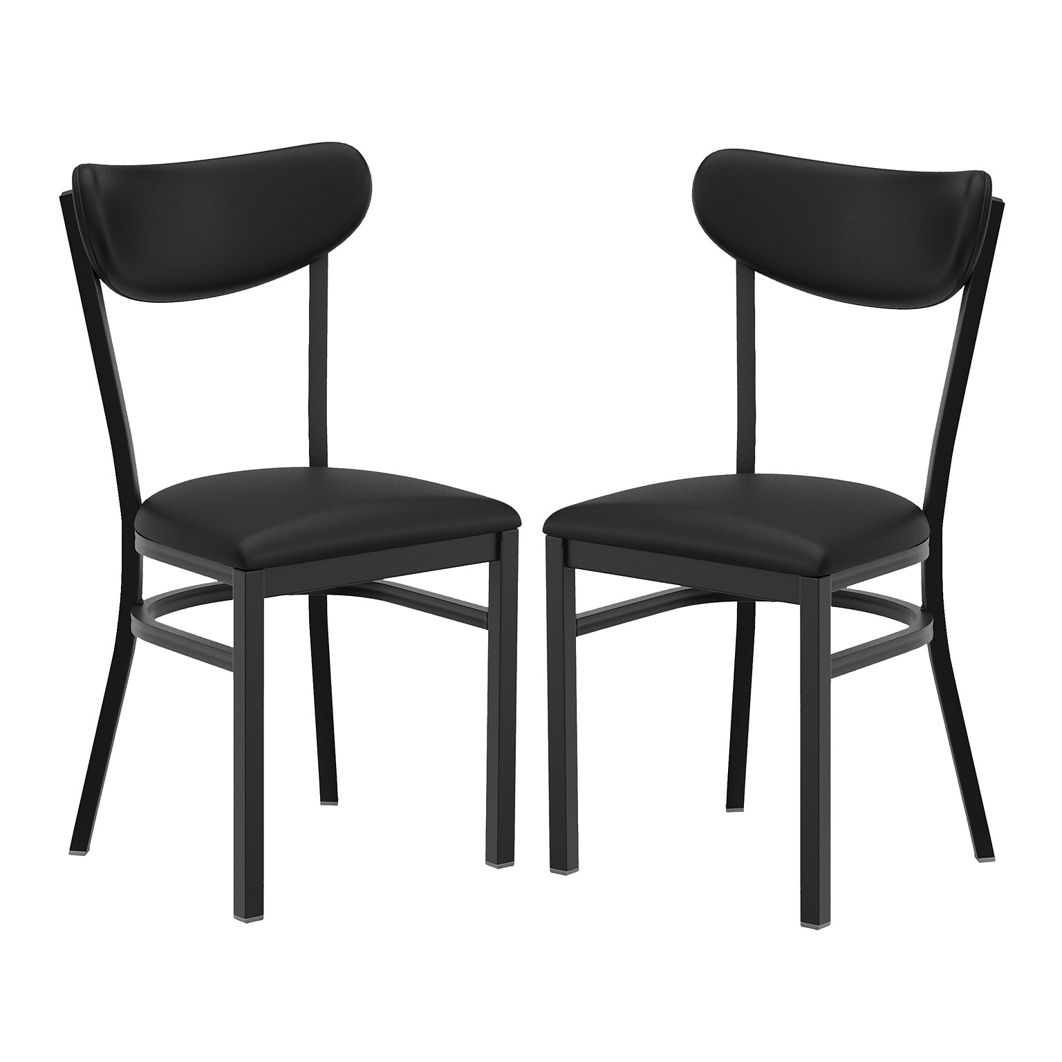 Flash Furniture Wright Transitional Vinyl and Steel Commercial Dining Chair, Black, 2/Pack (2XUDG6V5BKVBK)