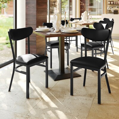 Flash Furniture Wright Transitional Vinyl and Steel Commercial Dining Chair, Black, 2/Pack (2XUDG6V5BKVBK)