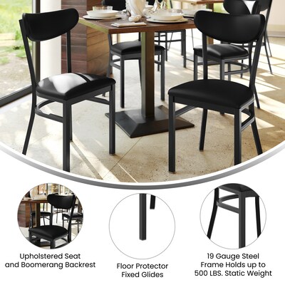 Flash Furniture Wright Transitional Vinyl and Steel Commercial Dining Chair, Black, 2/Pack (2XUDG6V5BKVBK)