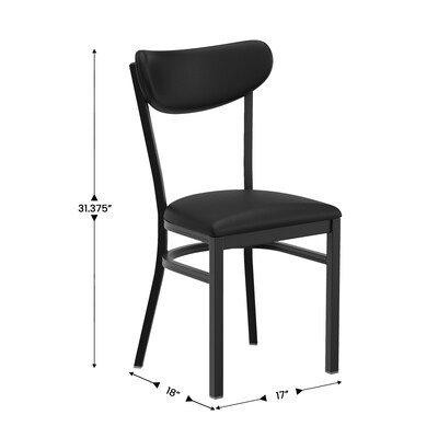 Flash Furniture Wright Transitional Vinyl and Steel Commercial Dining Chair, Black, 2/Pack (2XUDG6V5BKVBK)