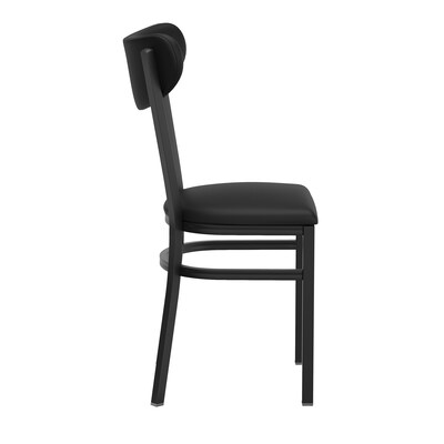 Flash Furniture Wright Transitional Vinyl and Steel Commercial Dining Chair, Black, 2/Pack (2XUDG6V5BKVBK)