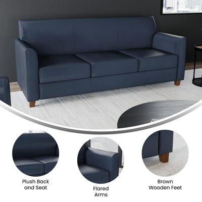 Flash Furniture HERCULES Diplomat Series 70" LeatherSoft Sofa, Navy (BT8273NVY)