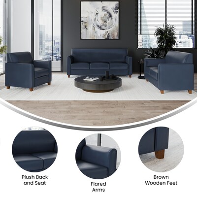 Flash Furniture HERCULES Diplomat Series LeatherSoft Reception Set, Navy, 3-Pieces (BT827SETNVY)