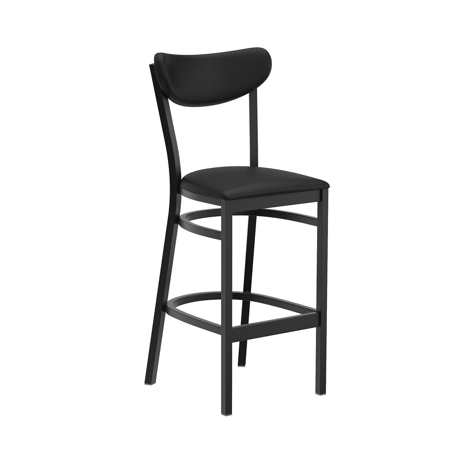 Flash Furniture Wright Transitional Vinyl and Steel Boomerang Back Commercial Barstool, Black (XUDG6V6BKVBK)