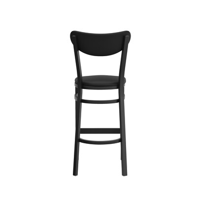Flash Furniture Wright Transitional Vinyl and Steel Boomerang Back Commercial Barstool, Black (XUDG6V6BKVBK)