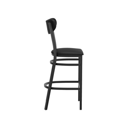 Flash Furniture Wright Transitional Vinyl and Steel Boomerang Back Commercial Barstool, Black (XUDG6V6BKVBK)