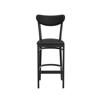 Flash Furniture Wright Transitional Vinyl and Steel Boomerang Back Commercial Barstool, Black (XUDG6V6BKVBK)
