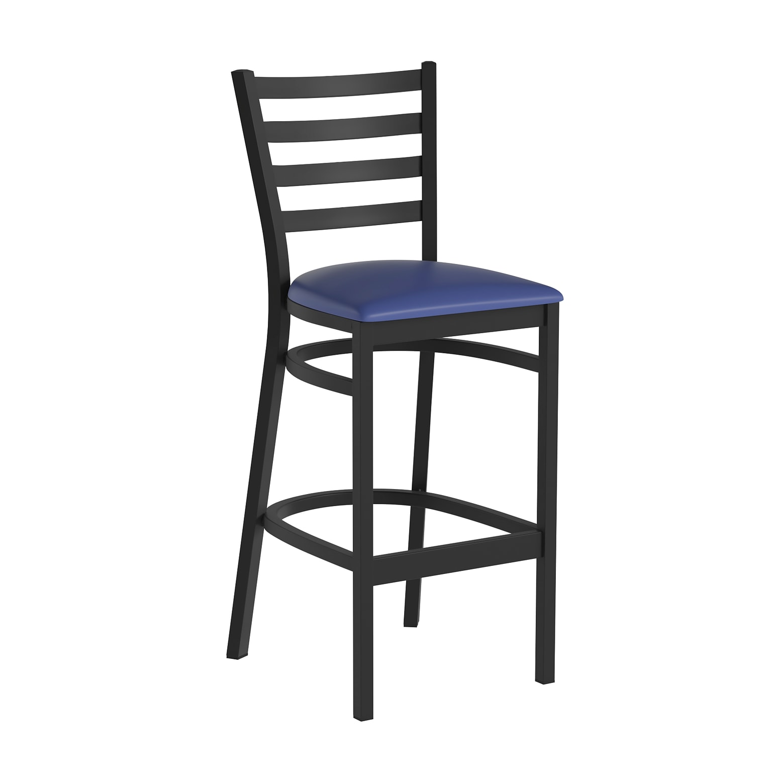 Flash Furniture HERCULES Traditional Steel and Vinyl Ladder Back Restaurant Barstool, Black Frame/Blue Seat (XUDG697BBARBLV)