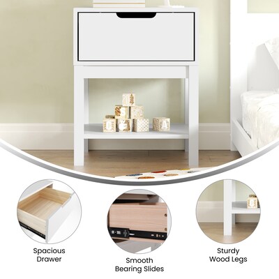 Flash Furniture Dallas 18.75"W x 15.75"D Wooden Nightstand, White (MG090031NSWH)