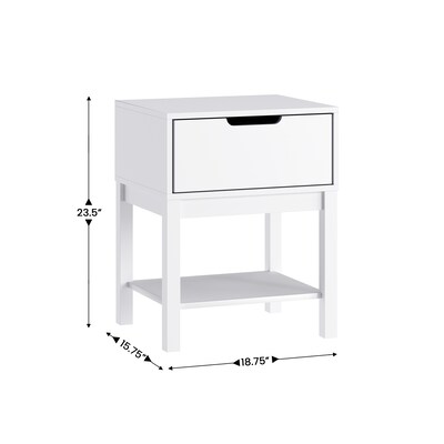 Flash Furniture Dallas 18.75"W x 15.75"D Wooden Nightstand, White (MG090031NSWH)