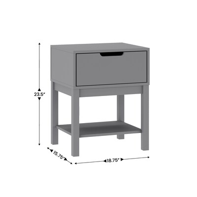 Flash Furniture Dallas 18.75"W x 15.75"D Wooden Nightstand, Gray (MG090031NSGY)